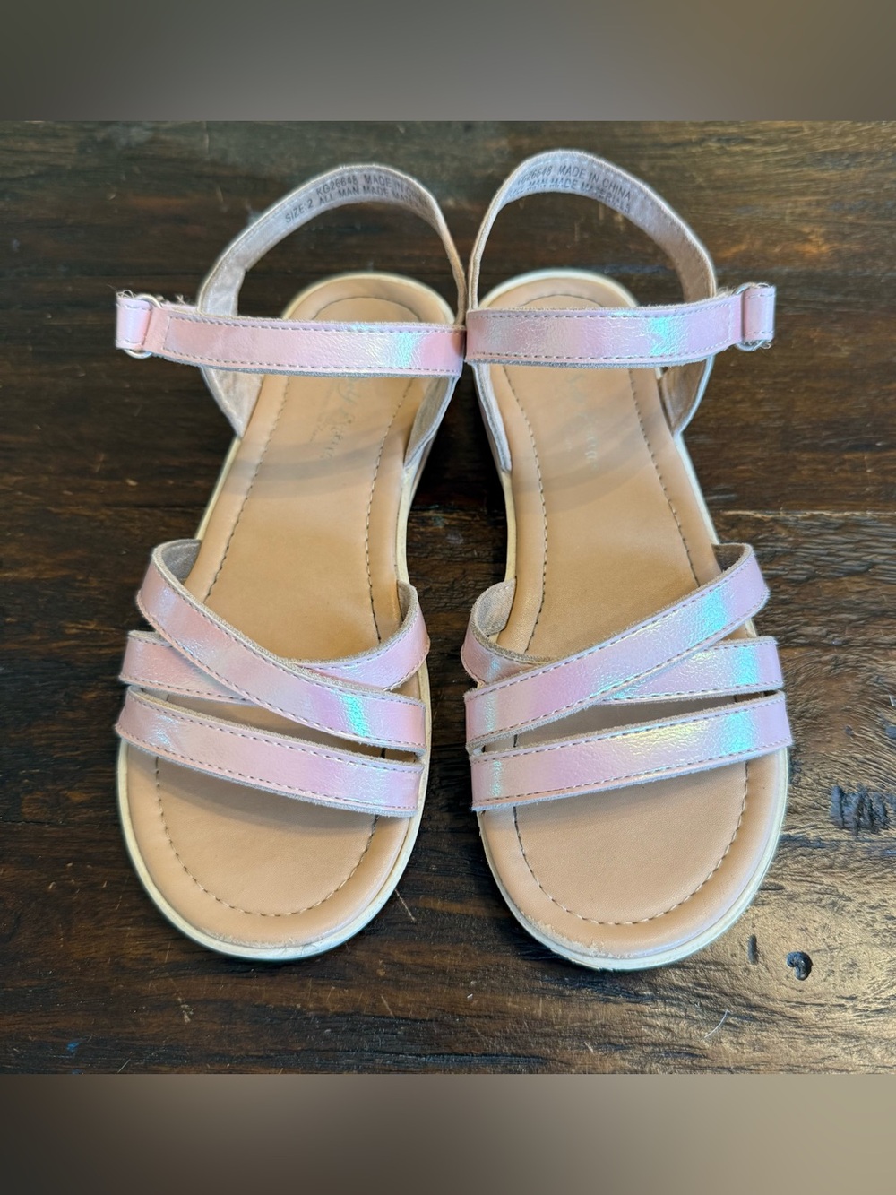 Girls Self Esteem Pink Sandals Velcro Closure 2
